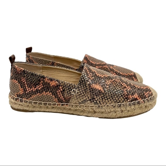 Sam Edelman Khloe Snake Print Leather Espadrille Slip On Flats - Picture 4 of 12